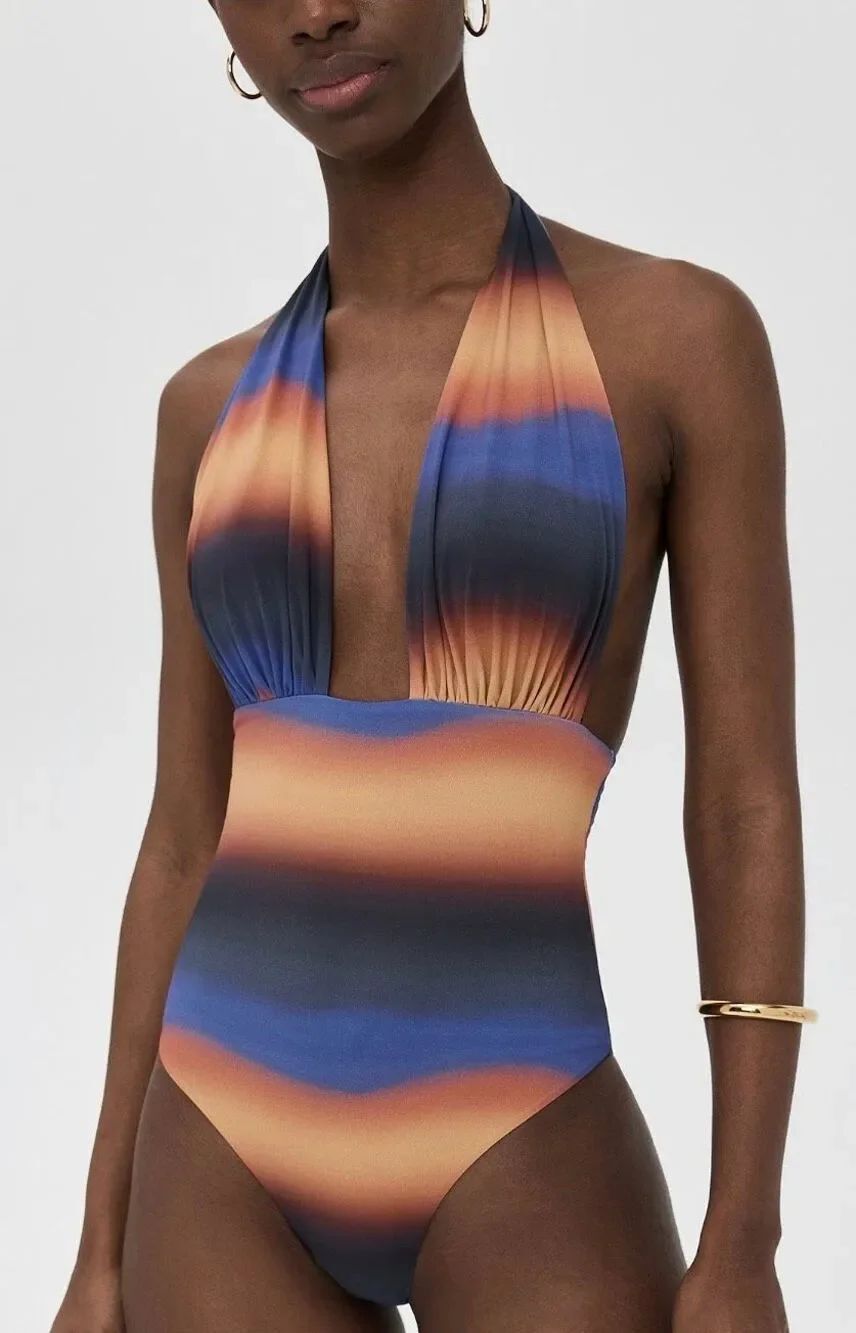 Nomads Isle 1 Piece Swimsuit in Sundown Print/Moonlight Blue NWT Size 5X